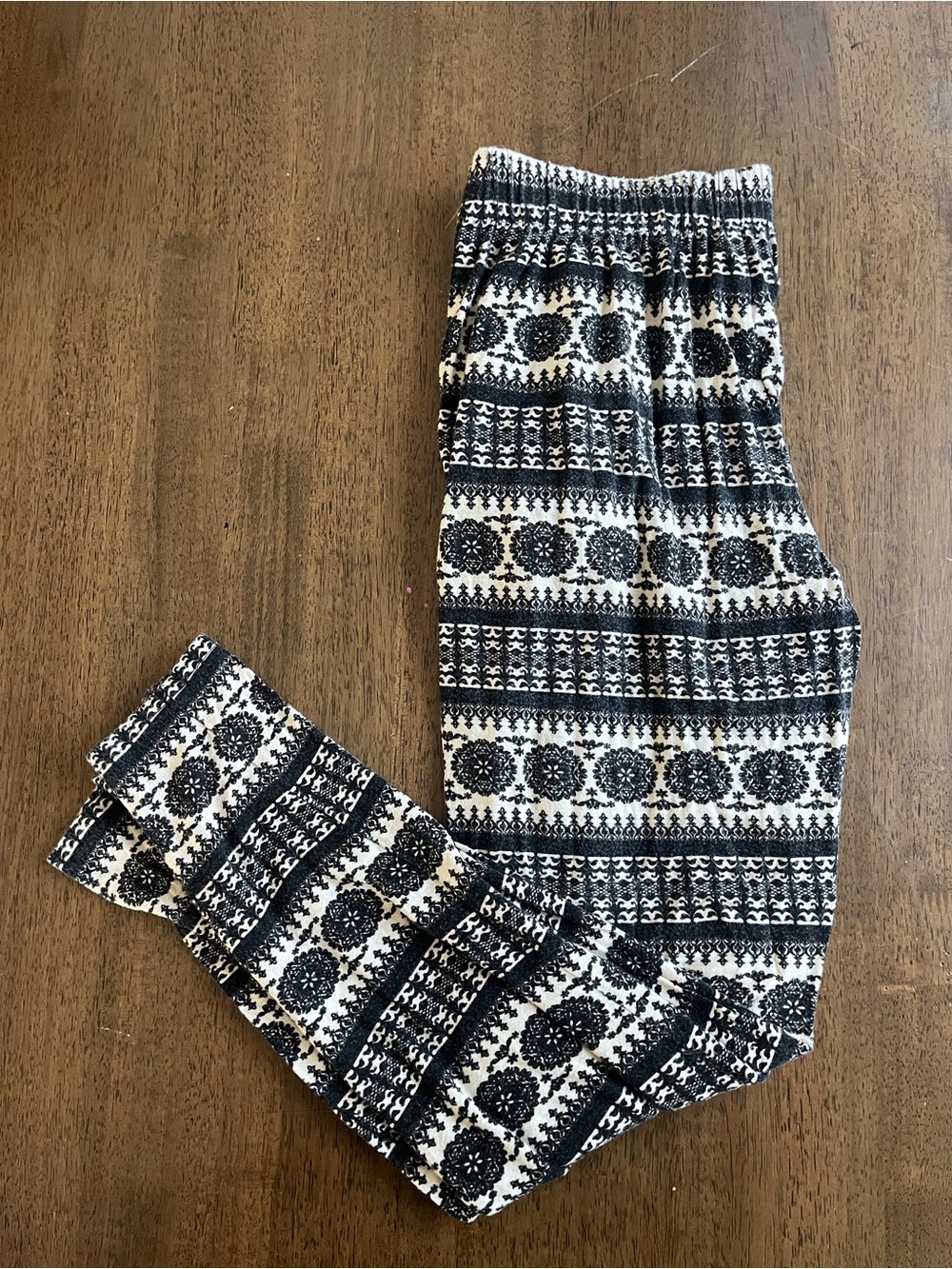 Anthropologie Black and White Fair Isle Knit Pants